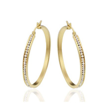 Boucles d&#39;oreilles rondes en or pour les femmes, boucle d&#39;oreille en cristal d&#39;or